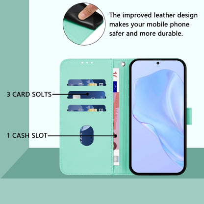 For Motorola Moto G Play 4G 2024 Global Skin Feel Solid Color Leather Phone Case with Lanyard(Mint Green) by buy2fix