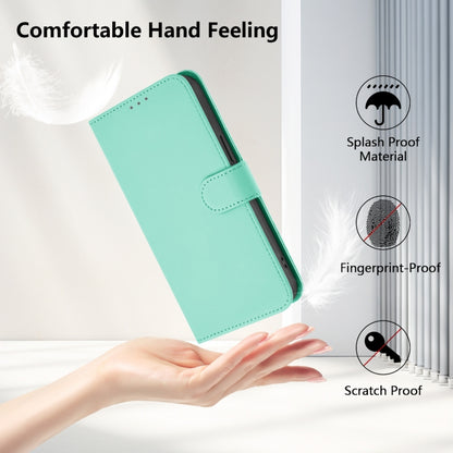 For Motorola Moto G Play 4G 2024 Global Skin Feel Solid Color Leather Phone Case with Lanyard(Mint Green) by buy2fix