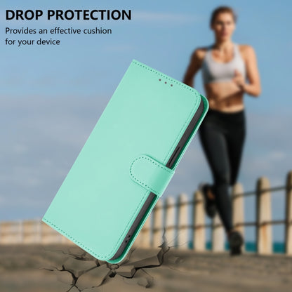 For Motorola Moto G Play 4G 2024 Global Skin Feel Solid Color Leather Phone Case with Lanyard(Mint Green) by buy2fix