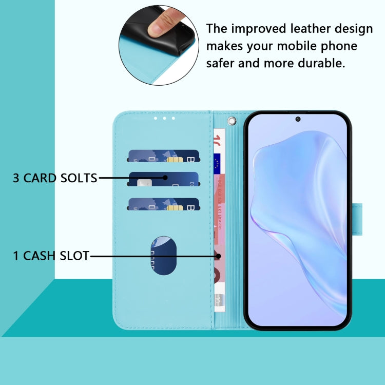For Motorola Moto G Play 4G 2024 Global Skin Feel Solid Color Leather Phone Case with Lanyard(Sky Blue) by buy2fix