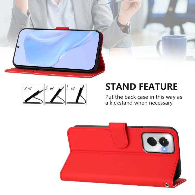 For Motorola Moto G Power 5G 2024 Skin Feel Solid Color Leather Phone Case with Lanyard(Red) by buy2fix