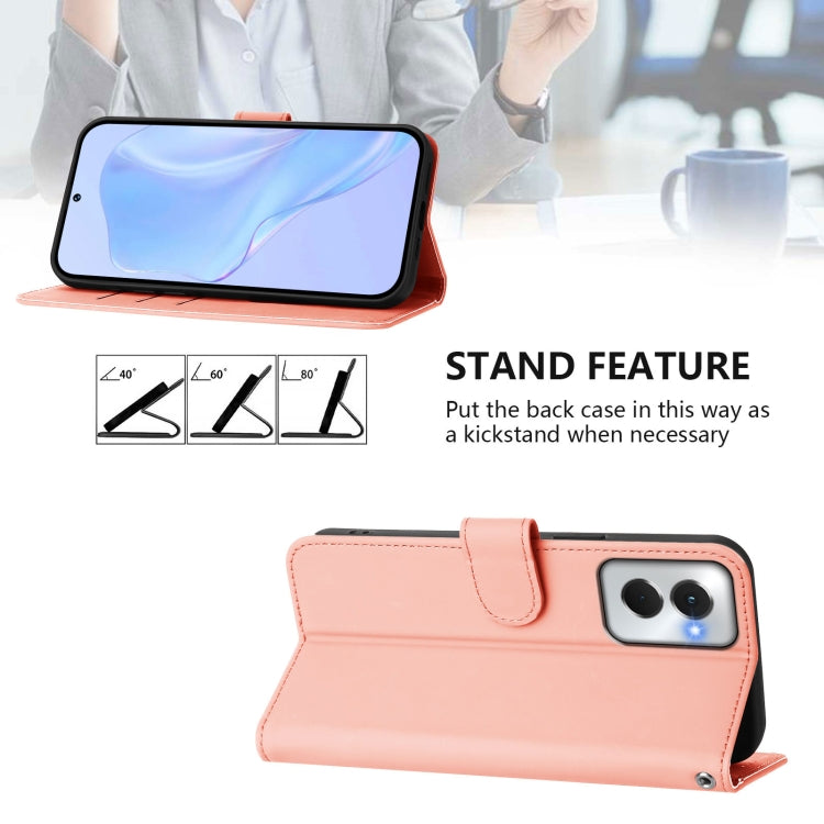 For Motorola Moto G Power 5G 2024 Skin Feel Solid Color Leather Phone Case with Lanyard(Pink) by buy2fix