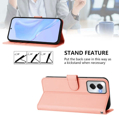 For Motorola Moto G Power 5G 2024 Skin Feel Solid Color Leather Phone Case with Lanyard(Pink) by buy2fix