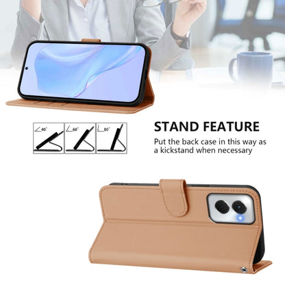 For Motorola Moto G Power 5G 2024 Skin Feel Solid Color Leather Phone Case with Lanyard(Nude) by buy2fix