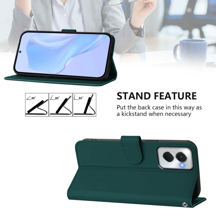 For Motorola Moto G Power 5G 2024 Skin Feel Solid Color Leather Phone Case with Lanyard(Dark Green) by buy2fix