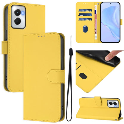 For Motorola Moto G Power 5G 2024 Skin Feel Solid Color Leather Phone Case with Lanyard(Lemon Yellow) by buy2fix