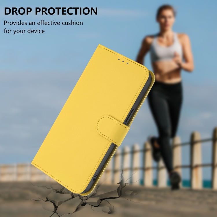 For Motorola Moto G Power 5G 2024 Skin Feel Solid Color Leather Phone Case with Lanyard(Lemon Yellow) by buy2fix
