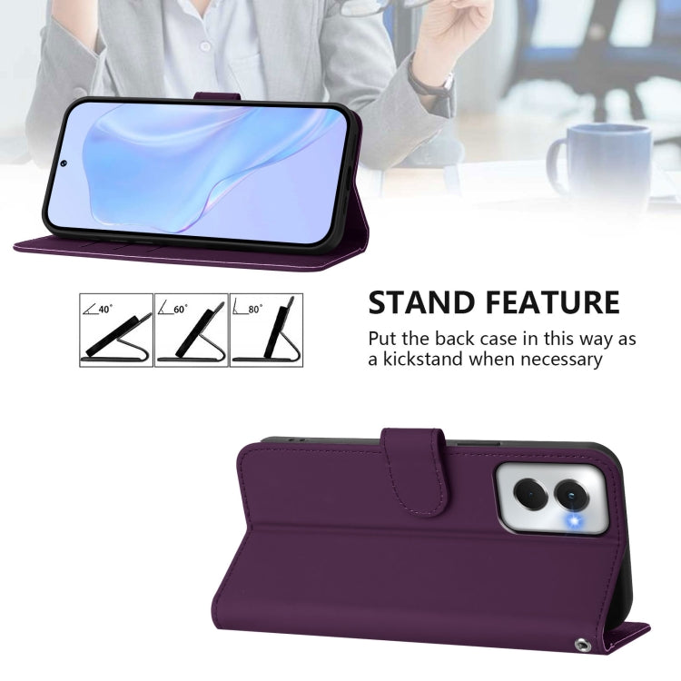 For Motorola Moto G Power 5G 2024 Skin Feel Solid Color Leather Phone Case with Lanyard(Violet) by buy2fix