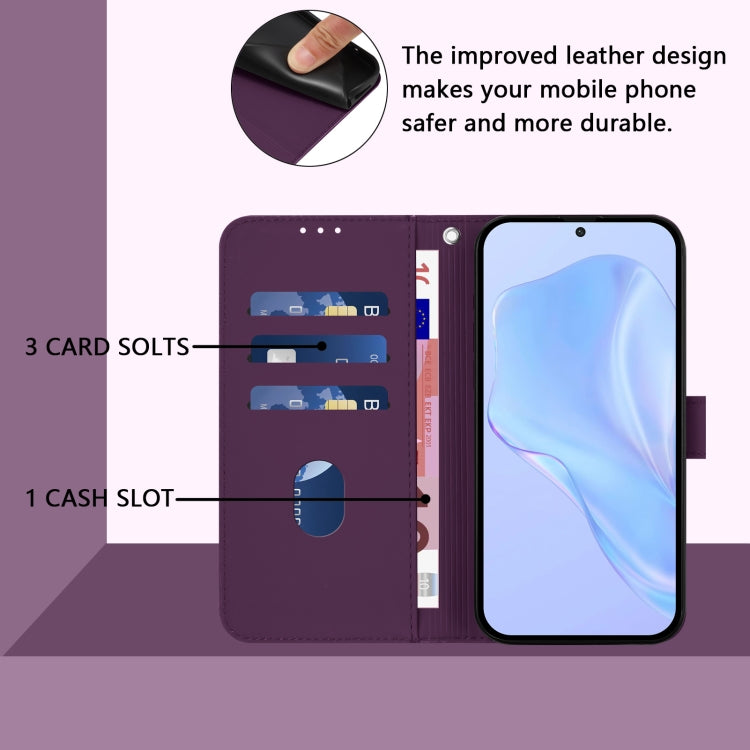 For Motorola Moto G Power 5G 2024 Skin Feel Solid Color Leather Phone Case with Lanyard(Violet) by buy2fix
