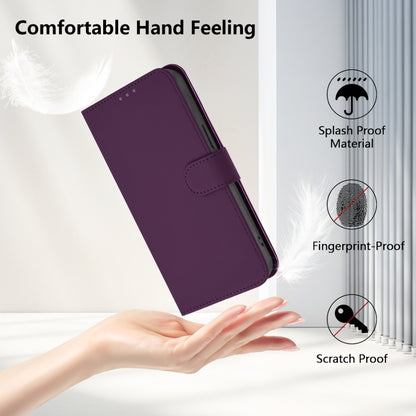 For Motorola Moto G Power 5G 2024 Skin Feel Solid Color Leather Phone Case with Lanyard(Violet) by buy2fix