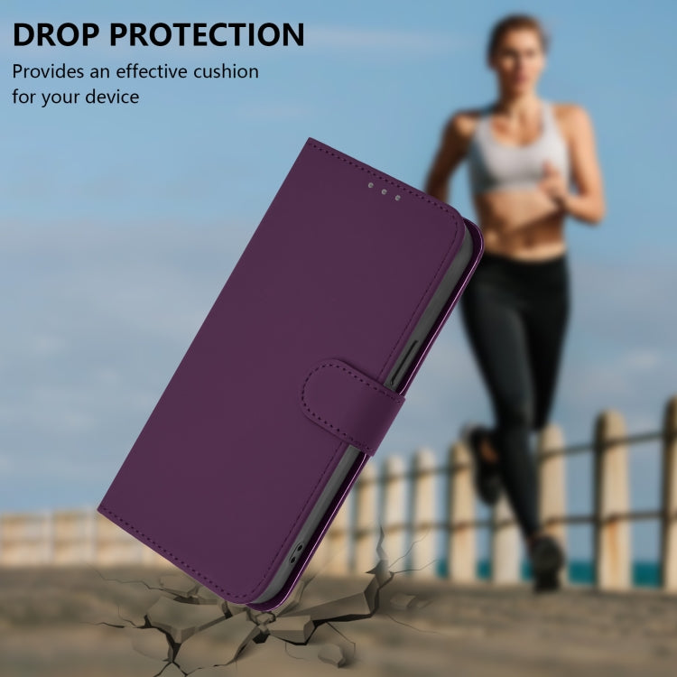 For Motorola Moto G Power 5G 2024 Skin Feel Solid Color Leather Phone Case with Lanyard(Violet) by buy2fix