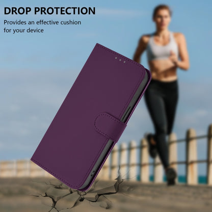For Motorola Moto G Power 5G 2024 Skin Feel Solid Color Leather Phone Case with Lanyard(Violet) by buy2fix