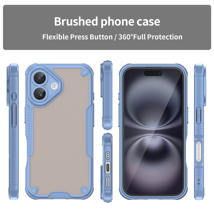 For iPhone 16 Armor Glaze PC Hybrid TPU Phone Case(Blue) - iPhone 16 Cases by buy2fix | Online Shopping UK | buy2fix