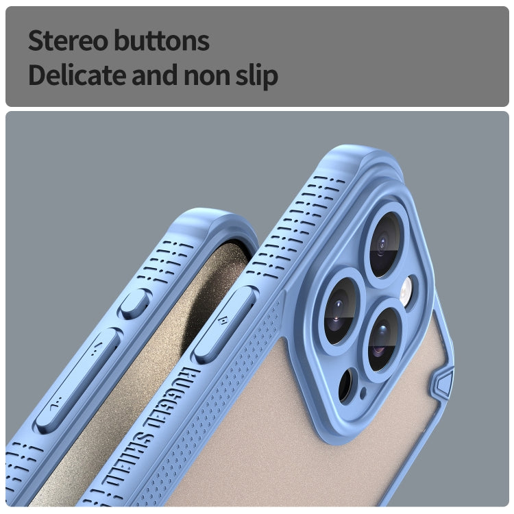 For iPhone 15 Pro Max Armor Glaze PC Hybrid TPU Phone Case(Blue) by buy2fix