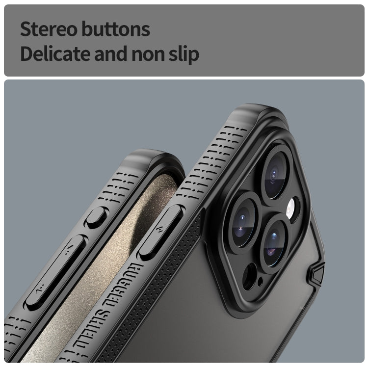 For iPhone 15 Pro Armor Glaze PC Hybrid TPU Phone Case(Black) by buy2fix