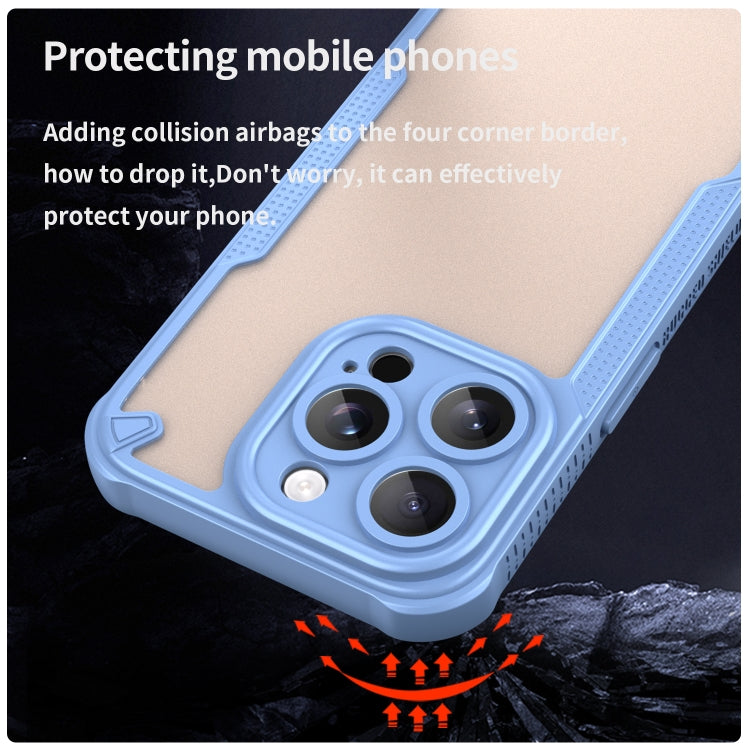 For iPhone 15 Pro Armor Glaze PC Hybrid TPU Phone Case(Blue) by buy2fix