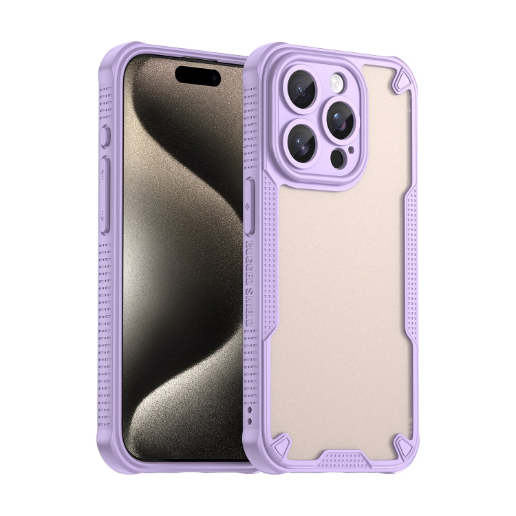 For iPhone 15 Pro Armor Glaze PC Hybrid TPU Phone Case(Purple) by buy2fix