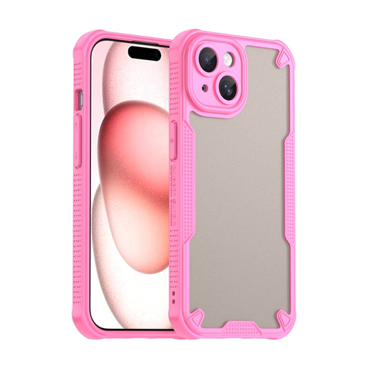 For iPhone 15 Armor Glaze PC Hybrid TPU Phone Case(Pink) by buy2fix