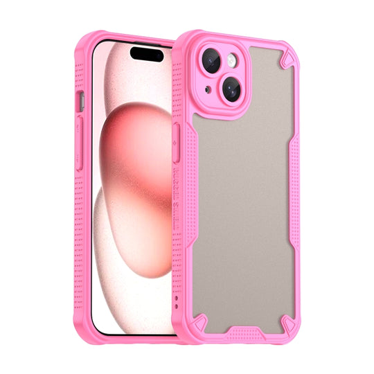 For iPhone 15 Armor Glaze PC Hybrid TPU Phone Case(Pink)