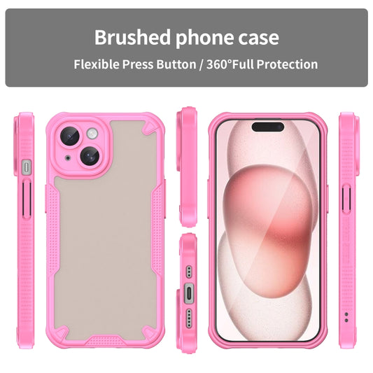 For iPhone 15 Armor Glaze PC Hybrid TPU Phone Case(Pink) by buy2fix