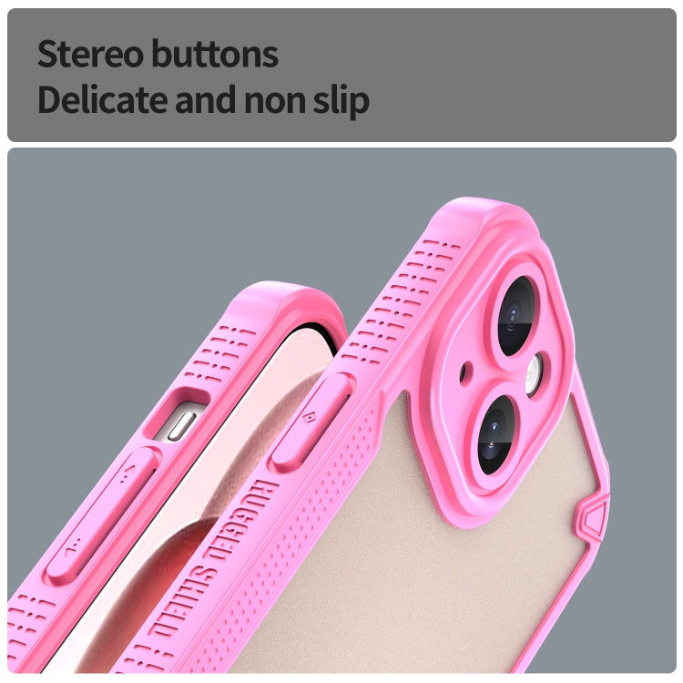 For iPhone 15 Armor Glaze PC Hybrid TPU Phone Case(Pink) by buy2fix