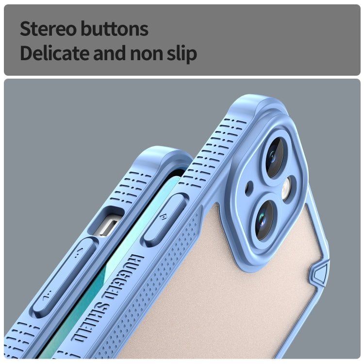 For iPhone 14 Plus Armor Glaze PC Hybrid TPU Phone Case(Blue) by buy2fix