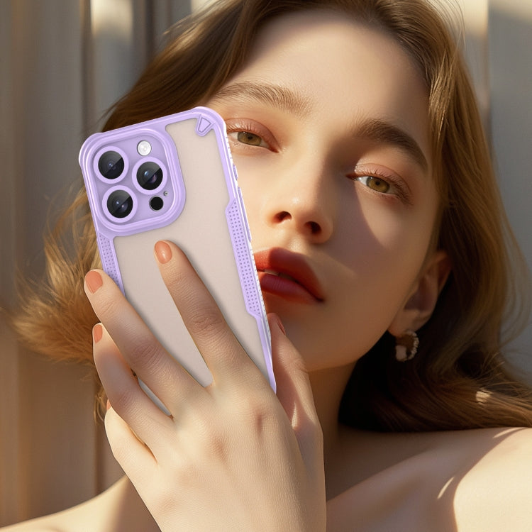 For iPhone 14 Pro Armor Glaze PC Hybrid TPU Phone Case(Purple) by buy2fix