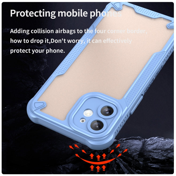 For iPhone 12 Armor Glaze PC Hybrid TPU Phone Case(Blue) by buy2fix