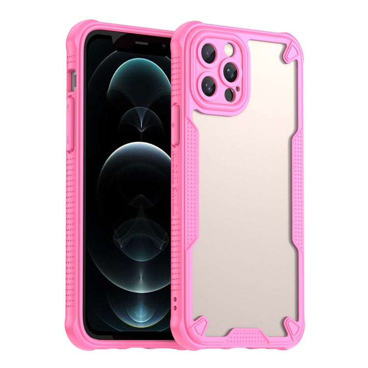 For iPhone 12 Pro Armor Glaze PC Hybrid TPU Phone Case(Pink) by buy2fix