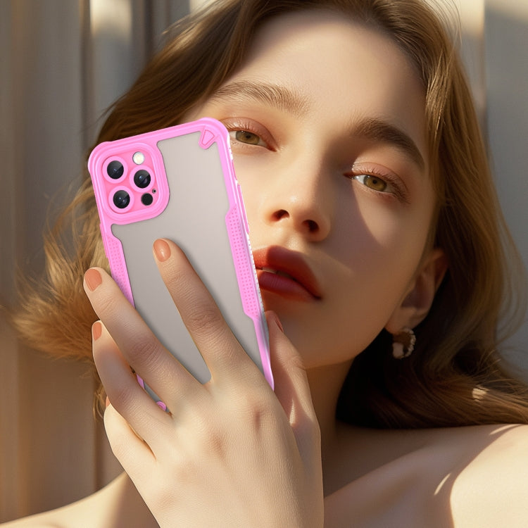 For iPhone 12 Pro Armor Glaze PC Hybrid TPU Phone Case(Pink) by buy2fix