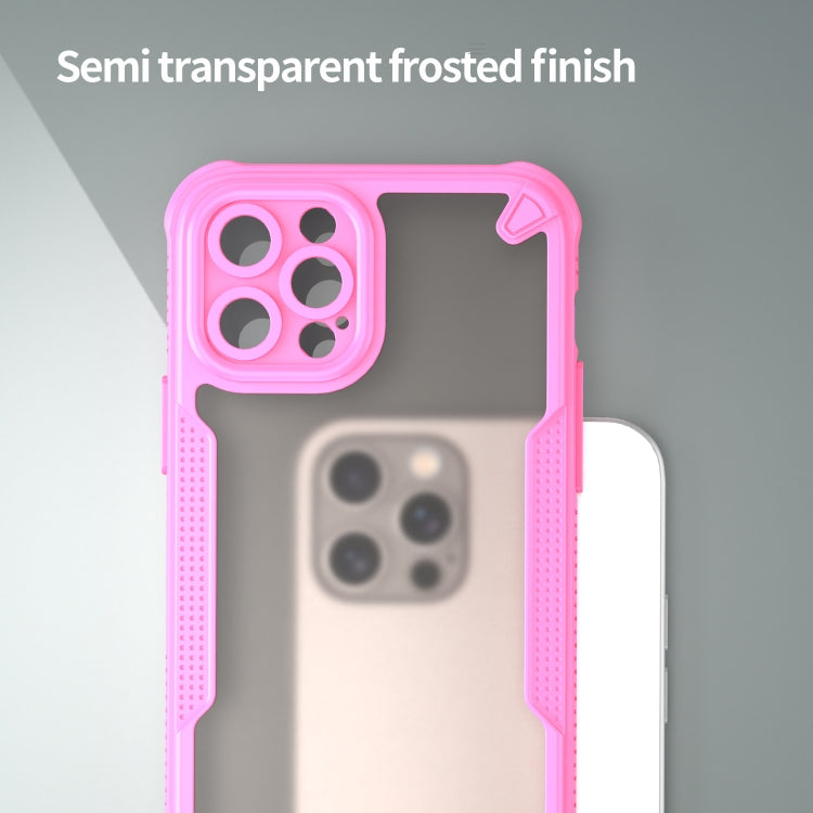 For iPhone 12 Pro Armor Glaze PC Hybrid TPU Phone Case(Pink) by buy2fix