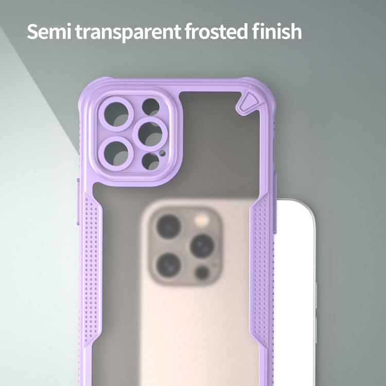 For iPhone 12 Pro Armor Glaze PC Hybrid TPU Phone Case(Purple) by buy2fix