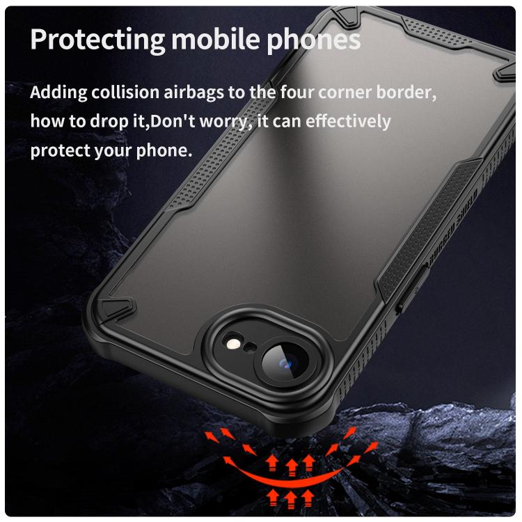 For iPhone 16e Armor Glaze PC Hybrid TPU Phone Case(Black) - iPhone 16e Cases by buy2fix | Online Shopping UK | buy2fix