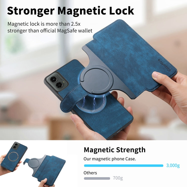 For Motorola Moto G 5G 2024 CaseNeo MagSafe RFID Anti-theft Retro Leather Phone Case(Blue) by CaseNeo
