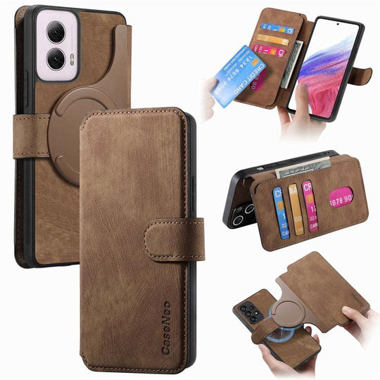 For Motorola Moto G Power 5G 2024 CaseNeo MagSafe RFID Anti-theft Retro Leather Phone Case(Brown)