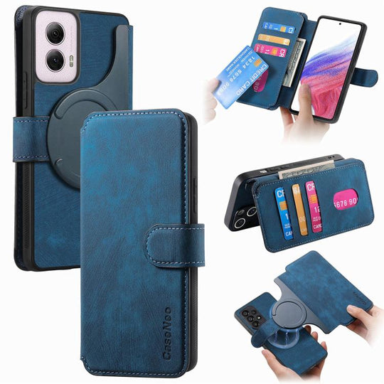 For Motorola Moto G Power 5G 2024 CaseNeo MagSafe RFID Anti-theft Retro Leather Phone Case(Blue)