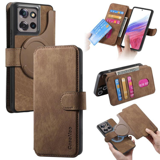 For Motorola Edge 50 CaseNeo MagSafe RFID Anti-theft Retro Leather Phone Case(Brown)