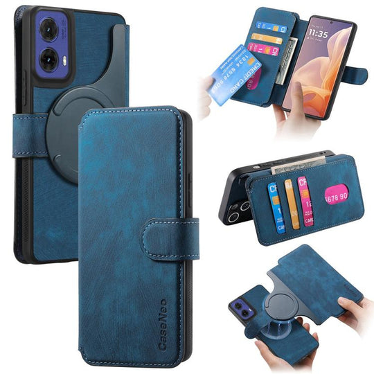 For Motorola Moto G85 CaseNeo MagSafe RFID Anti-theft Retro Leather Phone Case(Blue)
