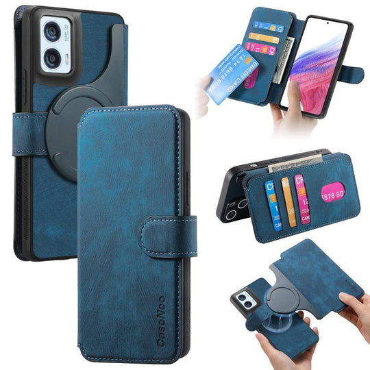 For Motorola Moto G85 EU CaseNeo MagSafe RFID Anti-theft Retro Leather Phone Case(Blue)