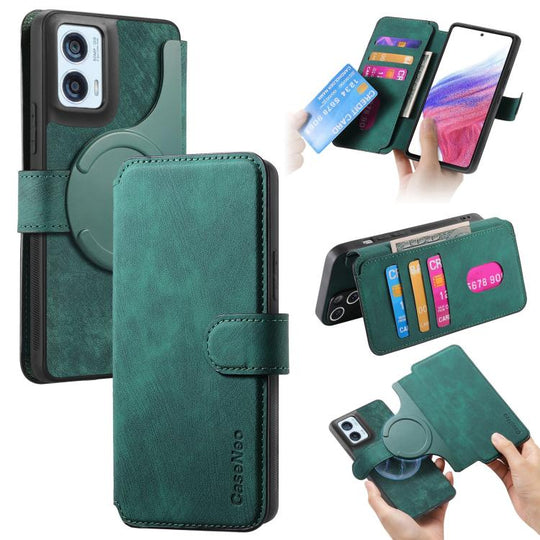 For Motorola Moto G85 EU CaseNeo MagSafe RFID Anti-theft Retro Leather Phone Case(Green)