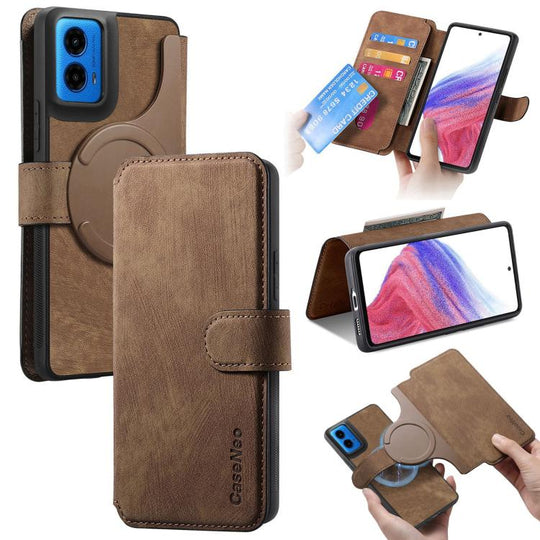 For Motorola Moto G45 5G CaseNeo MagSafe RFID Anti-theft Retro Leather Phone Case(Brown)