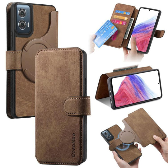 For Motorola Edge 50 Fusion CaseNeo MagSafe RFID Anti-theft Retro Leather Phone Case(Brown)