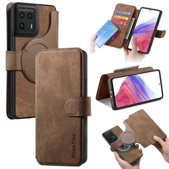 For Motorola Edge 50 Ultra CaseNeo MagSafe RFID Anti-theft Retro Leather Phone Case(Brown)