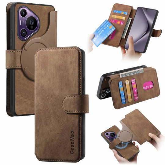 For Huawei Pura 70 Pro CaseNeo MagSafe RFID Anti-theft Retro Leather Phone Case(Brown)