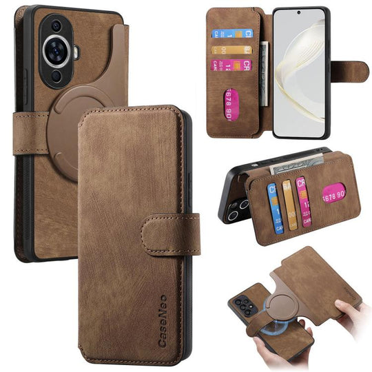 For Huawei nova 11 CaseNeo MagSafe RFID Anti-theft Retro Leather Phone Case(Brown)