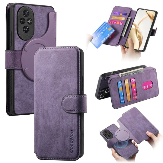 For Honor 200 CaseNeo MagSafe RFID Anti-theft Retro Leather Phone Case(Purple)