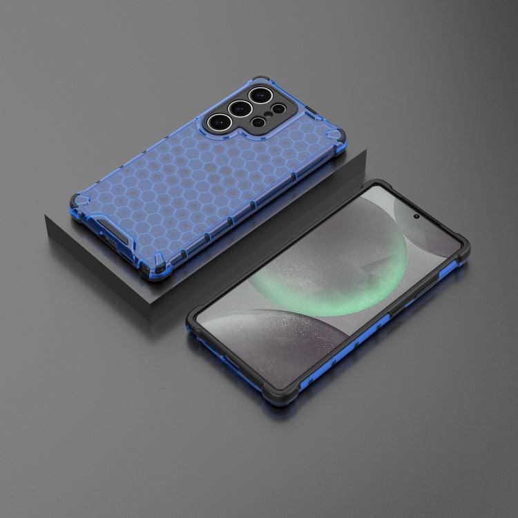 For Samsung Galaxy S25 Ultra 5G Honeycomb Shockproof Phone Case(Blue) by buy2fix