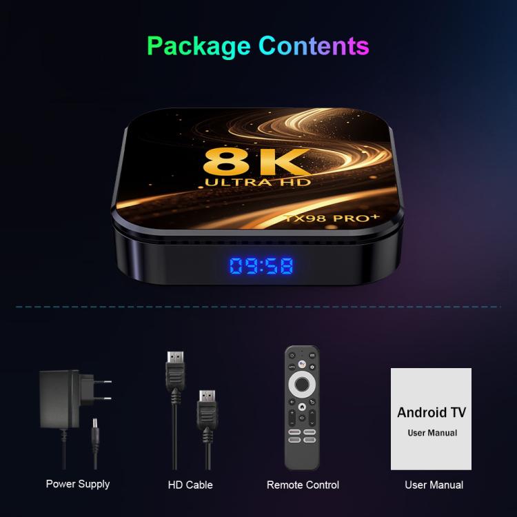 TX98 Pro+ 8K UHD Android 13 Smart TV Box with Remote Control, 4GB+32GB, RK3528 Quad-Core(US Plug) - Others by buy2fix | Online Shopping UK | buy2fix