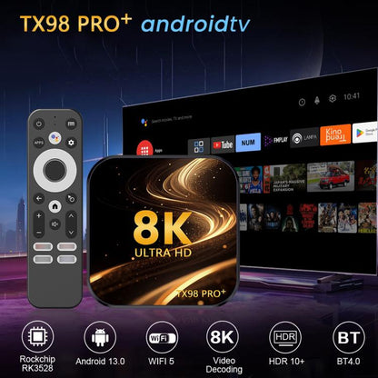TX98 Pro+ 8K UHD Android 13 Smart TV Box with Remote Control, 4GB+32GB, RK3528 Quad-Core(EU Plug) - Others by buy2fix | Online Shopping UK | buy2fix