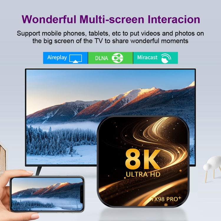 TX98 Pro+ 8K UHD Android 13 Smart TV Box with Remote Control, 4GB+64GB, RK3528 Quad-Core(UK Plug) - Others by buy2fix | Online Shopping UK | buy2fix